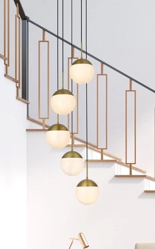 Elegant Lighting LD6074 Eclipse 5 Light 18"W Multi Light Pendant - Brass - Picture 8 of 12