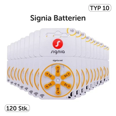 Signia Hörgeräte Batterien 10 gelb - 120x + GRATIS Reinigungstuch inkl. Versand