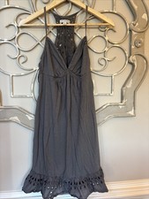 American Eagle Outfitters Dress Womens Medium Gray Crochet Back Boho Sundress