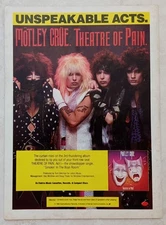 MOTLEY CRUE~THEATRE OF PAIN~ORIG 1985 ALBUM PROMO~PRINT AD ADVERT POSTER PINUP