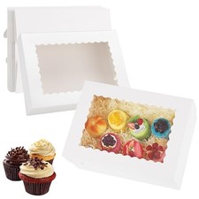 Anscher 12 Pack Large 1/4 Sheet Cake Boxes with Lids, 14x10x4 Inch Rectangle Whi