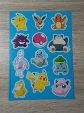 12-PCS POKEMON Sticker Sheet Nintendo Pikachu Squirtle Snorlax Gengar Charmander