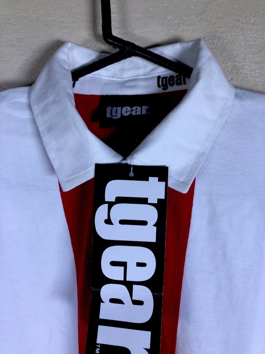 VTG NWT TGEAR Rugby POLO Jersey RED STRIPE Shirt L heavy VTG NWT TGEAR Rugby POLO Jersey RED STRIPE Shirt L heavy