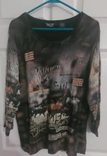 take two western fashion "THE WILDERNESS"All Over Print long sleeve shirt,XXL