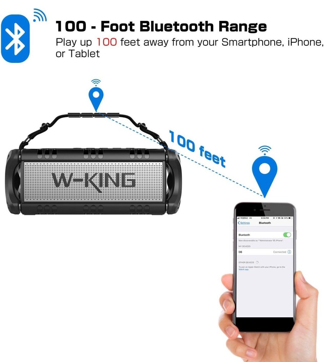 Parlante Bluetooth 50w W-king D8 | Cuotas Sin Interés - Foto 3