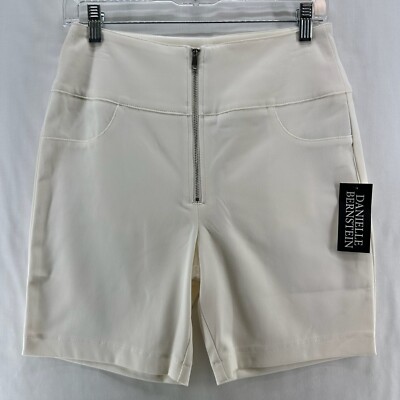 Danielle Bernstein Shorts Womens Size 4 Zippered Pocket Biker High Waist White