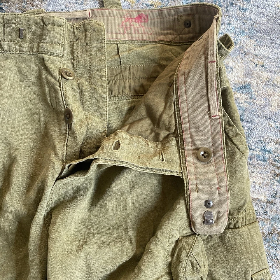 Винтажные мужские шорты Polo Ralph Lauren Military Army Herringbone лен шелк карго 34 - Изображение 3 из 4