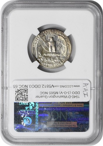 1940-D Washington Quarter DDO (3-O-V) MS65 NGC - Picture 2 of 2