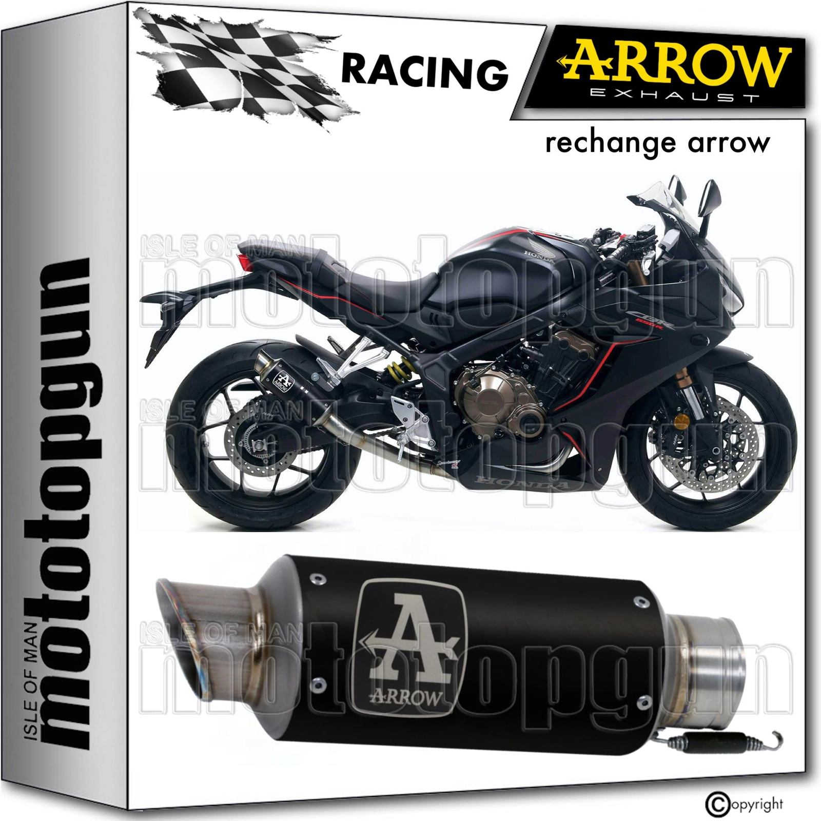 Silencieux de course GP2 Arrow noir augmente la puissance CBR 650R 2023