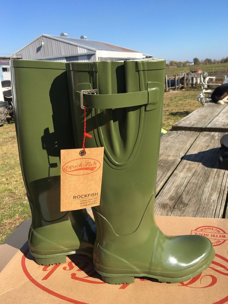 Women's Rockfish Wellington boots olive green rubber