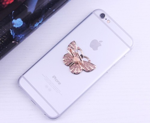 Supporto anello da dito girevole 360 per cellulare rosa CRISTALLO farfalla - Foto 2 di 2