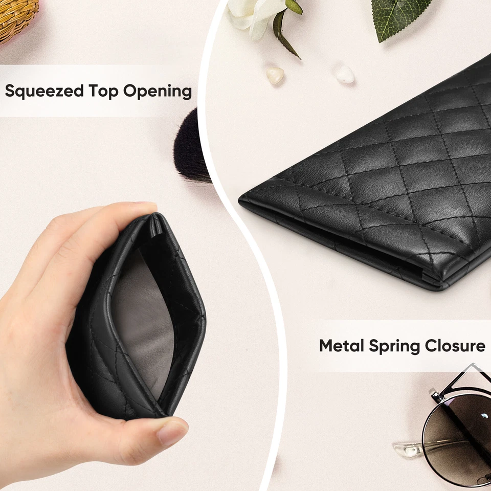 Bolsa para Anteojos con Paño de Limpieza, Estuche Portátil de Cuero Vegano Foto 3 de 4