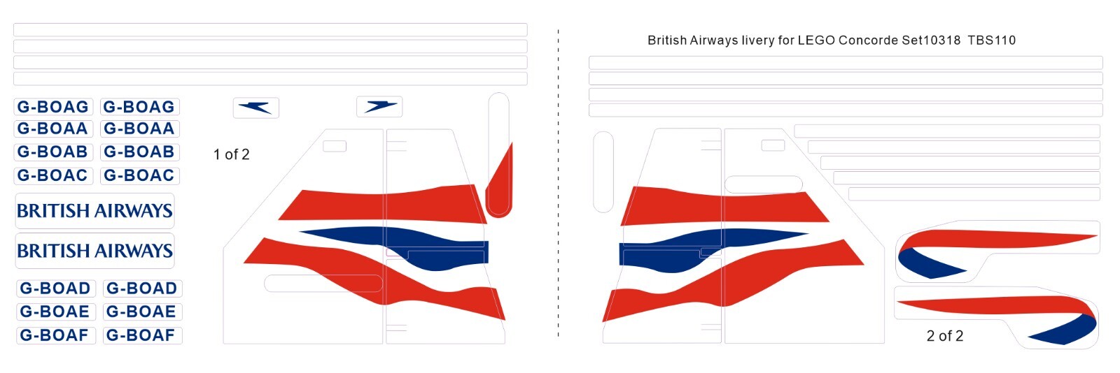 Adesivi Stickers for Lego Kit 10318 Concorde British Airways TBS110 ...