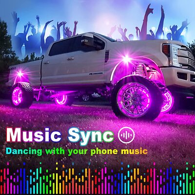 10x RGB LED Rock Light Underbody Neon Music Bluetooth For Ford