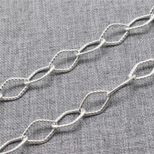 925Sterling Silver Unfinished Diamond Type Chain for Bracelet Necklace 7.5x12mm