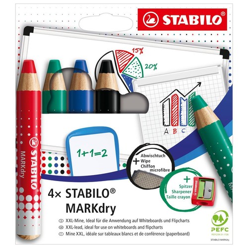 STABILO 648/4-5 STABILO MARKdry Whiteboard- und Flipchart-Marker farbsortiert 1, - Bild 1 von 4