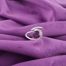 925 Silver Crown Chakra Natural Amethyst Band Mother Ring Jewelry Size All Size