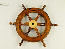 Steuerrad Schiffssteuerrad aus Hartholz und Messing, Ø 46cm, Deko, Neu, TOP