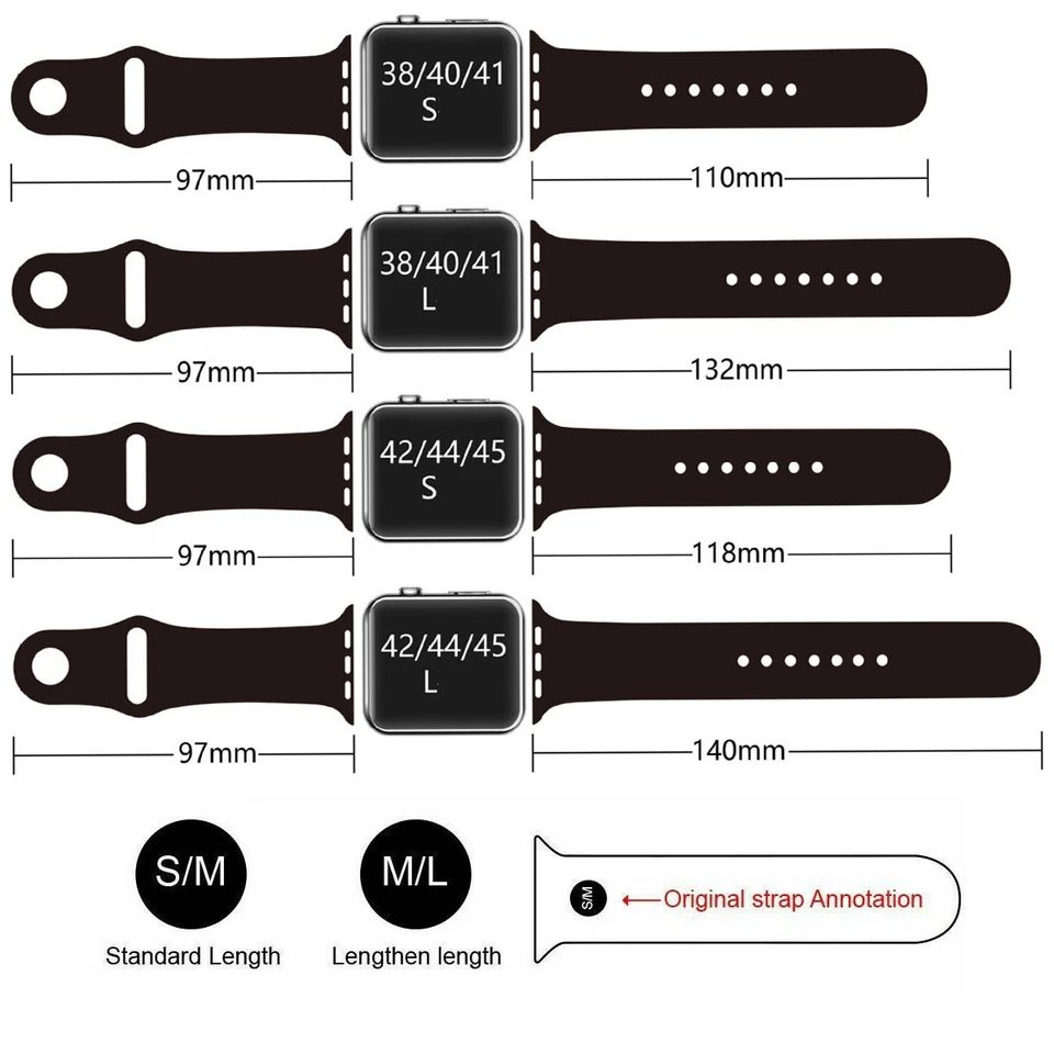 For Apple Watch iWatch Sports Band Strap Series 8 7 6 5 4 3 2 38/40/41/42/44/45 - image 2 of 4