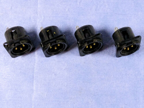 4 Neutrik NC3MD-L-B-1 Panel Mount Male 3-PIN XLR Connectors, Black & Gold Metal - Picture 2 of 5