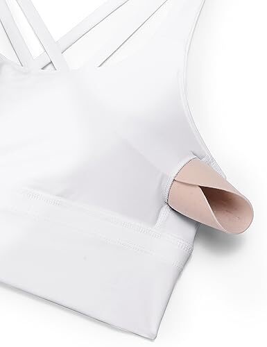 Womens Strappy Longline Sports Bra - Medium Impact Criss Cross Large White - Picture 6 of 6