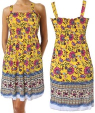Summer Sundress for Women Paisley Beach Cover Ups Sleeveless Smocked Dress