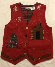Ashley Hill Vintage Christmas/Holiday Embellished Vest Wool Blend Size Small