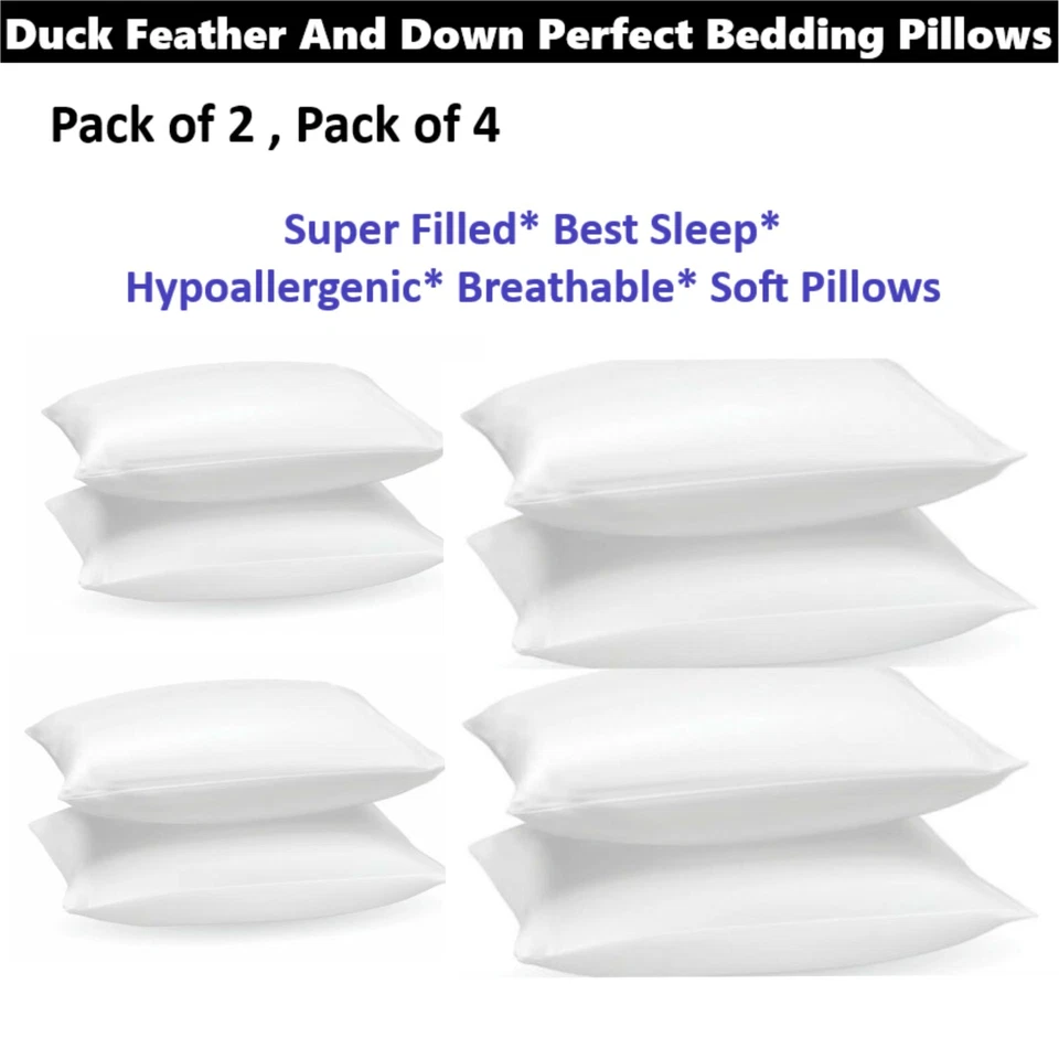 Duck Feather and Down Pillows Hotel Quality Super Soft 100 Percent Cotton Covers