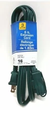 6ft Extension Cord 3 Outlet 2 Prong Indoor Wall Power AC Cable GREEN