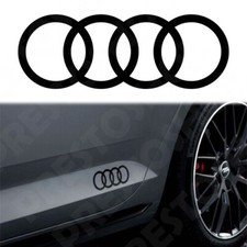 2 Adesivi per Audi anelli logo a3 q2 a4 q4 q5 tt q3 rs fiancata minigonna 15x5CM