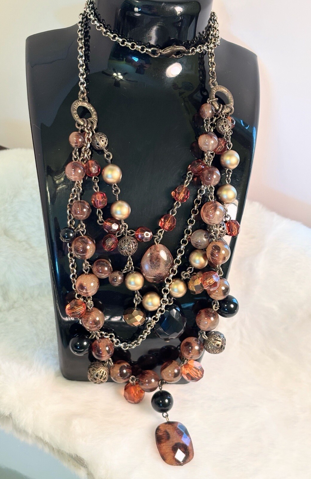 Statement Piece Necklace Multi Stone/Layered Mix … - image 1