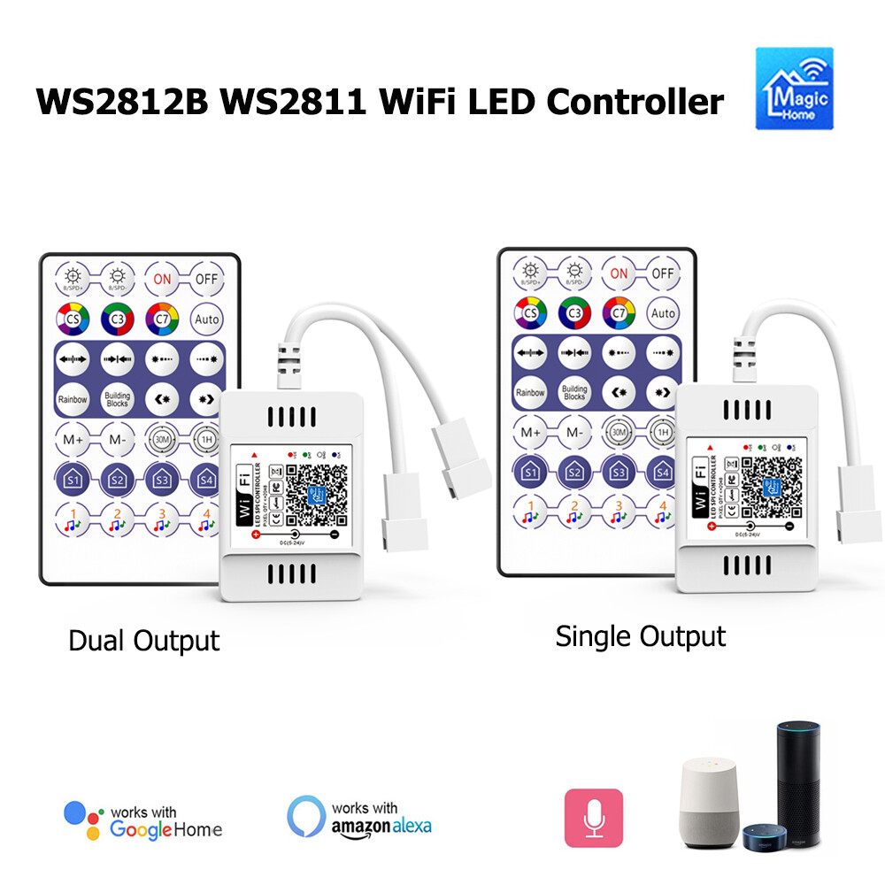 WS2812B WS2811 WIFI RGB LED Strip Controller+Remote 12V-24V fr
