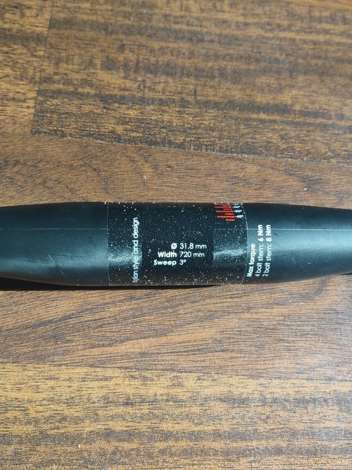 Manillar OEM 3T Flat 720 Team MTB, carbono, elevación de 0°, barrido trasero de 3° Foto 3 de 4