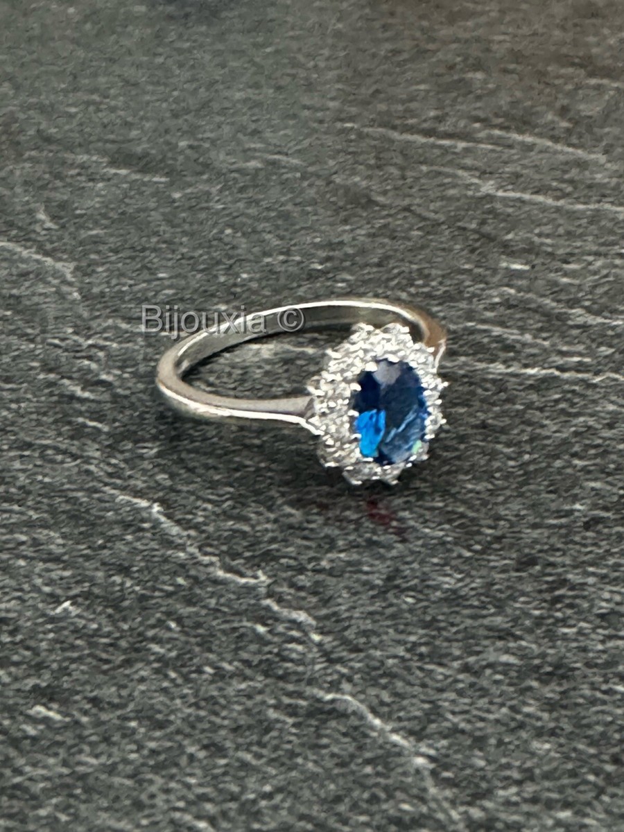 Bague Réglable En Argent Massif 925 - Pierre Béryl Saphir Marquise 27x16mm - Neuf Avec étiquettes