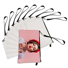 10 Pack 6.3in x 9in White Linen Fabric Handbag Sublimation Blanks Cosmetic Bags