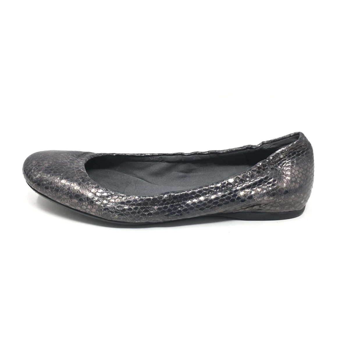 Women s Stuart Weitzman Ballet Flats Shoe Size 6.5 Silver Leather Snake Print R1