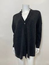 Pas de Calais Fringed Wool/Cashmere Cardigan in Charcoal Size FR 36