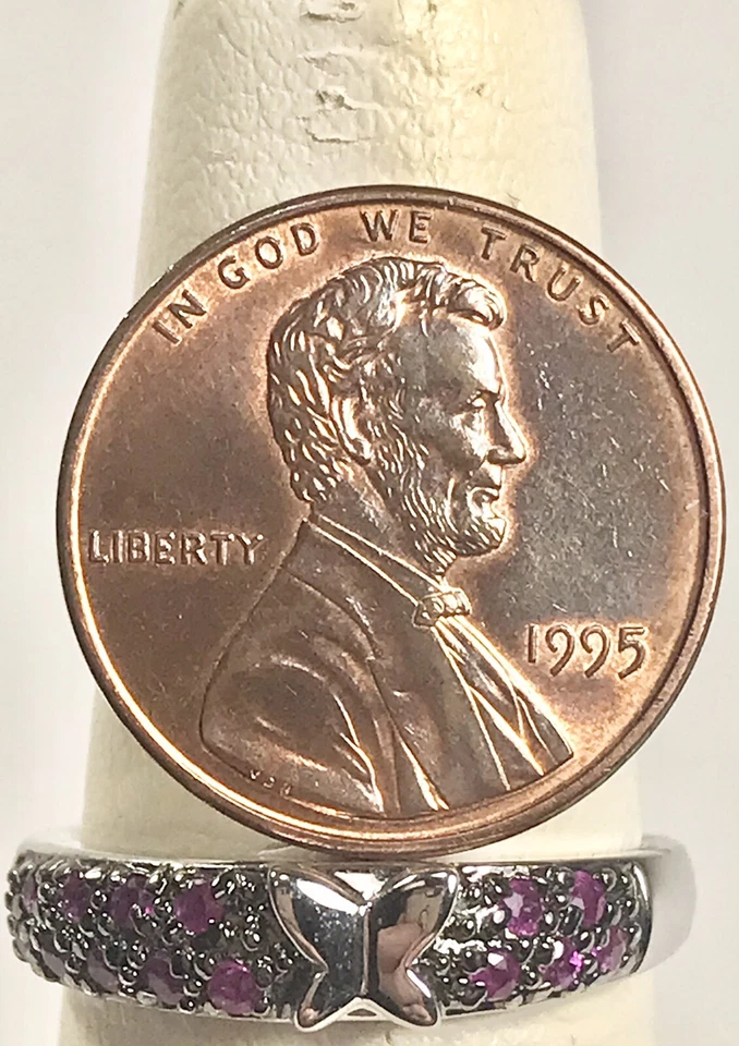 ANILLO BANDA MARIPOSA RUBÍ NEGRO GUNMETAL 925 ROSS SIMONS ESTERLINA (C85A) Foto 2 de 4