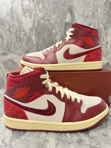 Air Jordan 1 Mid SE Tiki Leaf Team Red DZ2820-601 Women Size 7