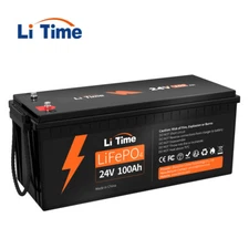 Litime 24V 100Ah LiFePO4 Lithium Battery BMS 2560Wh for Off-grid Solar Marine