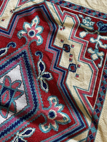 Arte de pared con aguja floral geométrico sin enmarcar 35""x30"" audaz boho tribal hecho a mano - Imagen 4 de 7