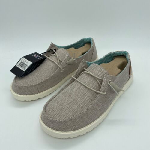 Hey Dude Women's Wendy Slip On Shoes Casual Comfort Chambray Beige Size 8