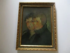 FINEST LEONARD CREO OIL PAINTING MID CENTURY MODERN EXPRESSIONIST PORTRAIT MEN