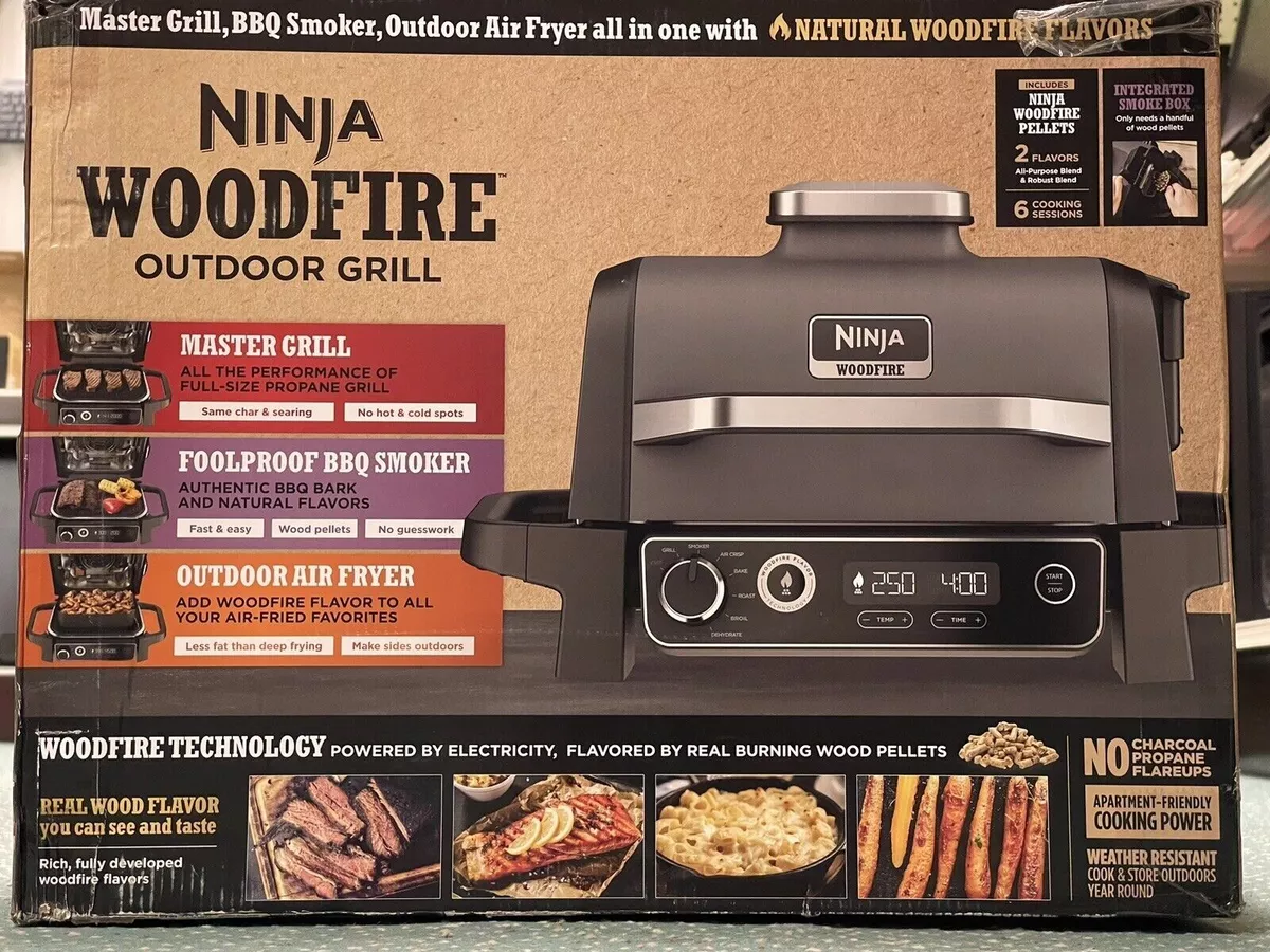 NINJA WOODFIRE OUTDOOR GRILL & SMOKER, 7-IN-1 MASTER GRILL, BBQ SMOKER &  AIR FRY 622356574792