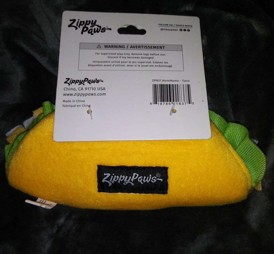 *NEW* Zippy Paws 8' NOMNOMZ Squeaky Plush Stuffed Taco 🌮 Toy For Dogs - Image 3 of 4