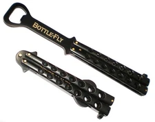 Black BottleFly BOTTLE OPENER Practice BALISONG BUTTERFLY Trainer