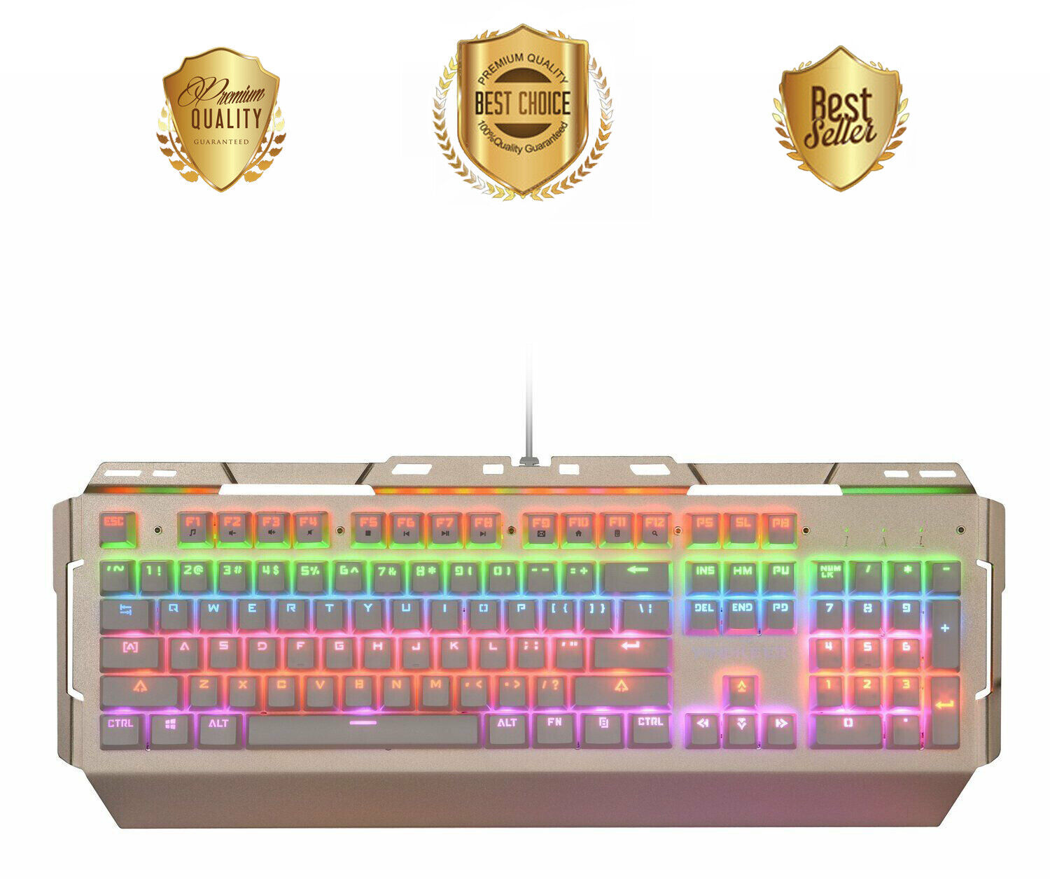 Mechanical Gaming Keyboard, Blue Switch, LED Backlit, 104 Illuminated Keys, NEW