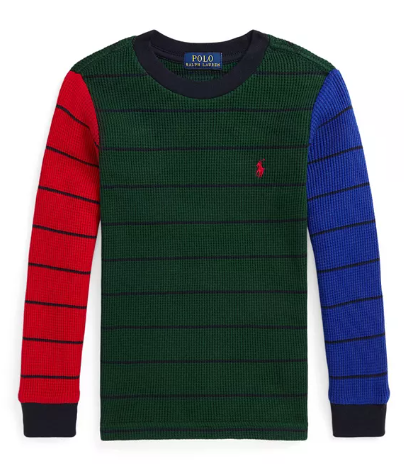 Polo Ralph Lauren COLLEGE GREEN Toddler & Little Boys Waffle-Knit Tee, US Small - Picture 1 of 2