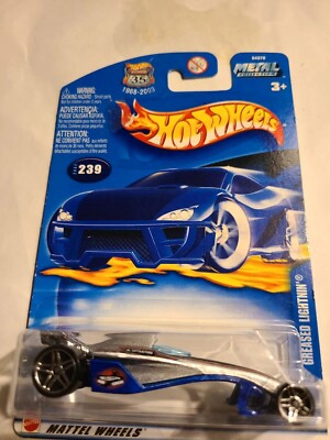 Hot Wheels 2002 High Numbers - GREASED LIGHTNING #239 - Silver &amp; Blue - HTF