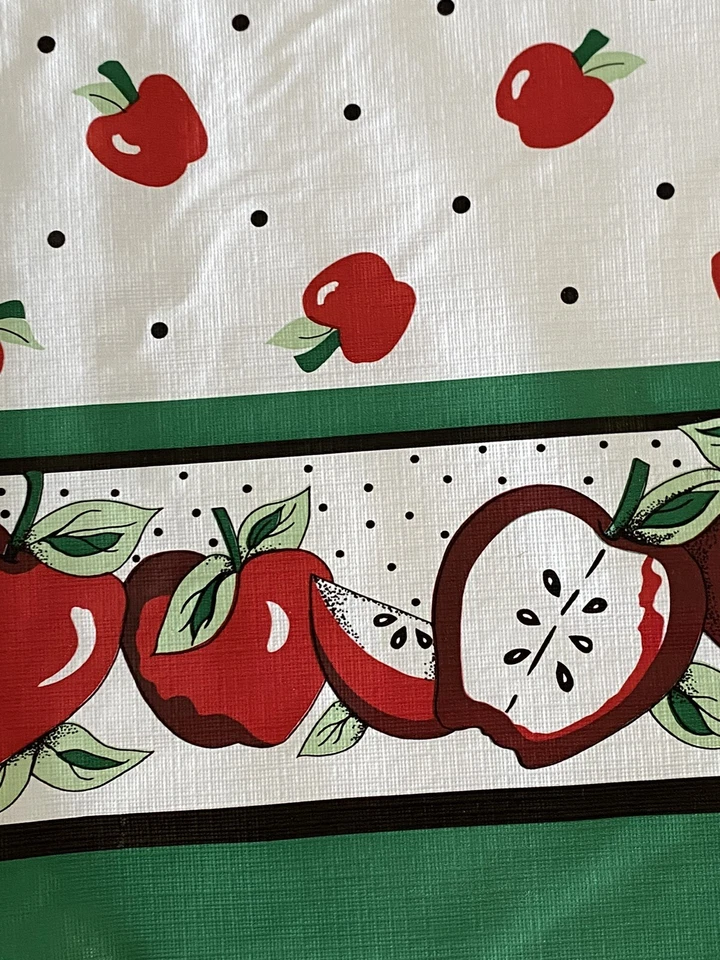 "Cubierta de mesa de vinilo vintage Daisy Kingdom manzanas #9201 parte posterior de franela 5 1/4 yardas x 60""" Foto 4 de 4
